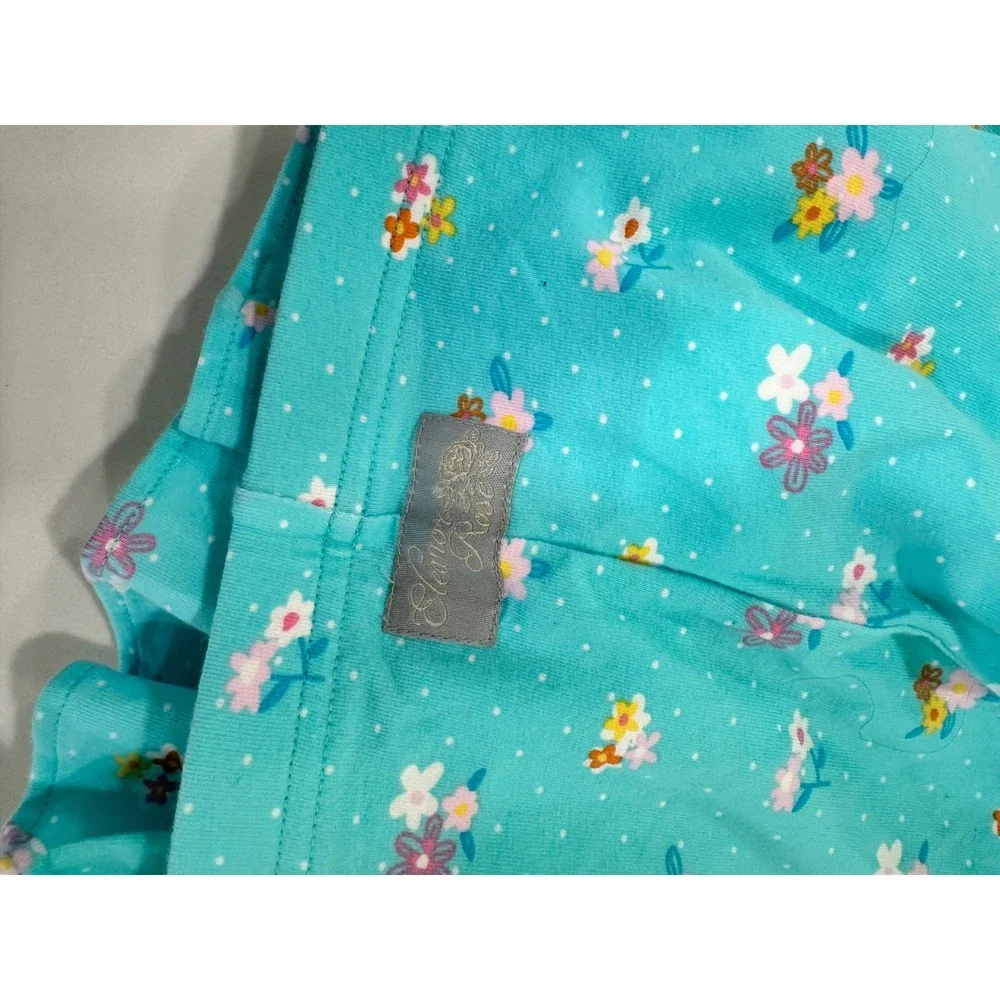 Eleanor Rose‎ Girls Turquoise Floral Ruffle Dress and Shorts Set Size 3-4